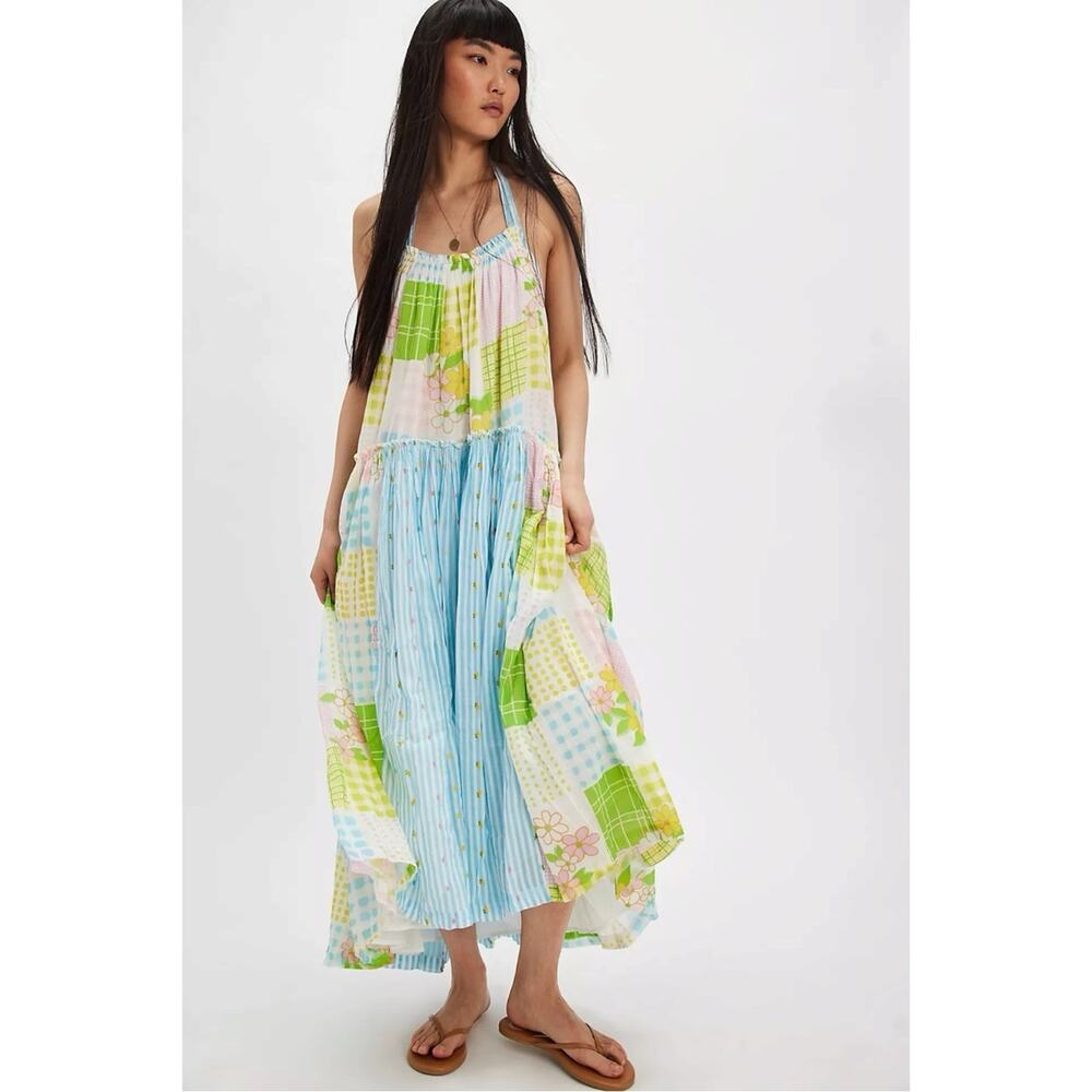 Free People Cottage Embroidered Patched And Pretty Halter Midi Maxi Dress Medium - Picture 16 of 16